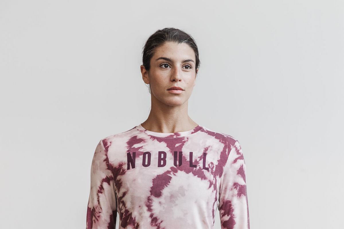 Nobull Tie-Dye Women's Long Sleeves Rose Dark Red | Australia (YE7813)